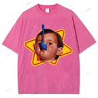Unisex Child Printed Washed Tee