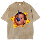 Unisex Child Printed Washed Tee