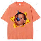 Unisex Child Printed Washed Tee