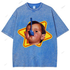 Unisex Child Printed Washed Tee