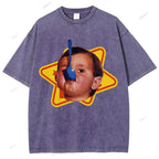 Unisex Child Printed Washed Tee