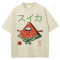 Unisex Watermelon Monster Printed Washed Tee