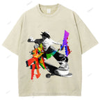 Unisex Japanese Skateboarding Printed Washed Tee
