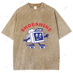Unisex Graffiti Printed Washed Tee