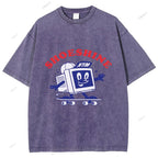 Unisex Graffiti Printed Washed Tee