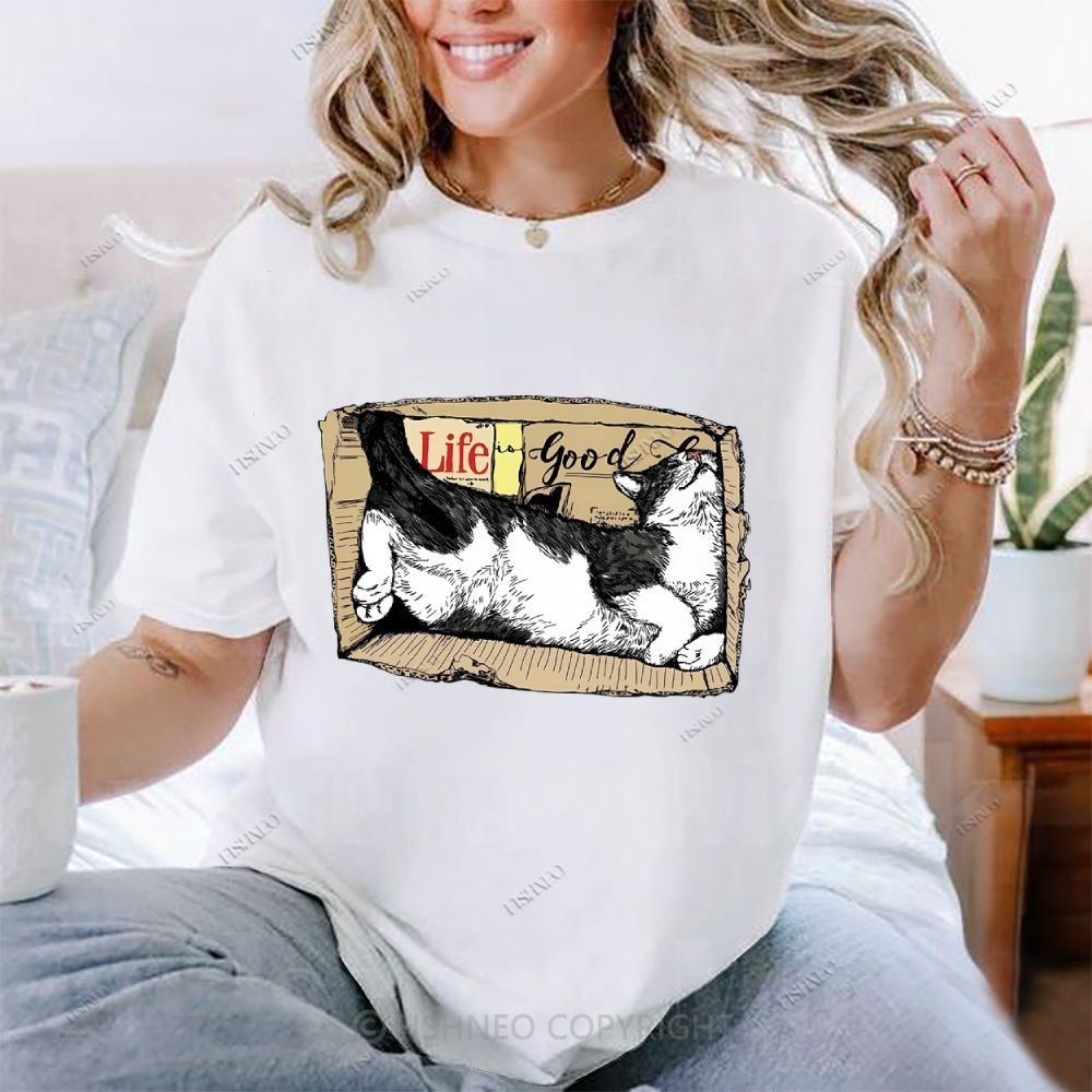 Cat In Box Cotton T-shirt