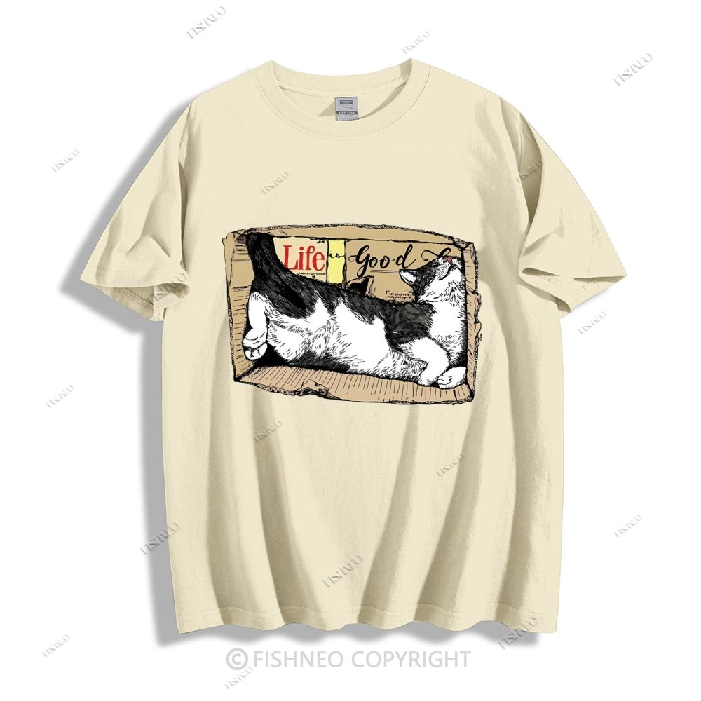 Cat In Box Cotton T-shirt