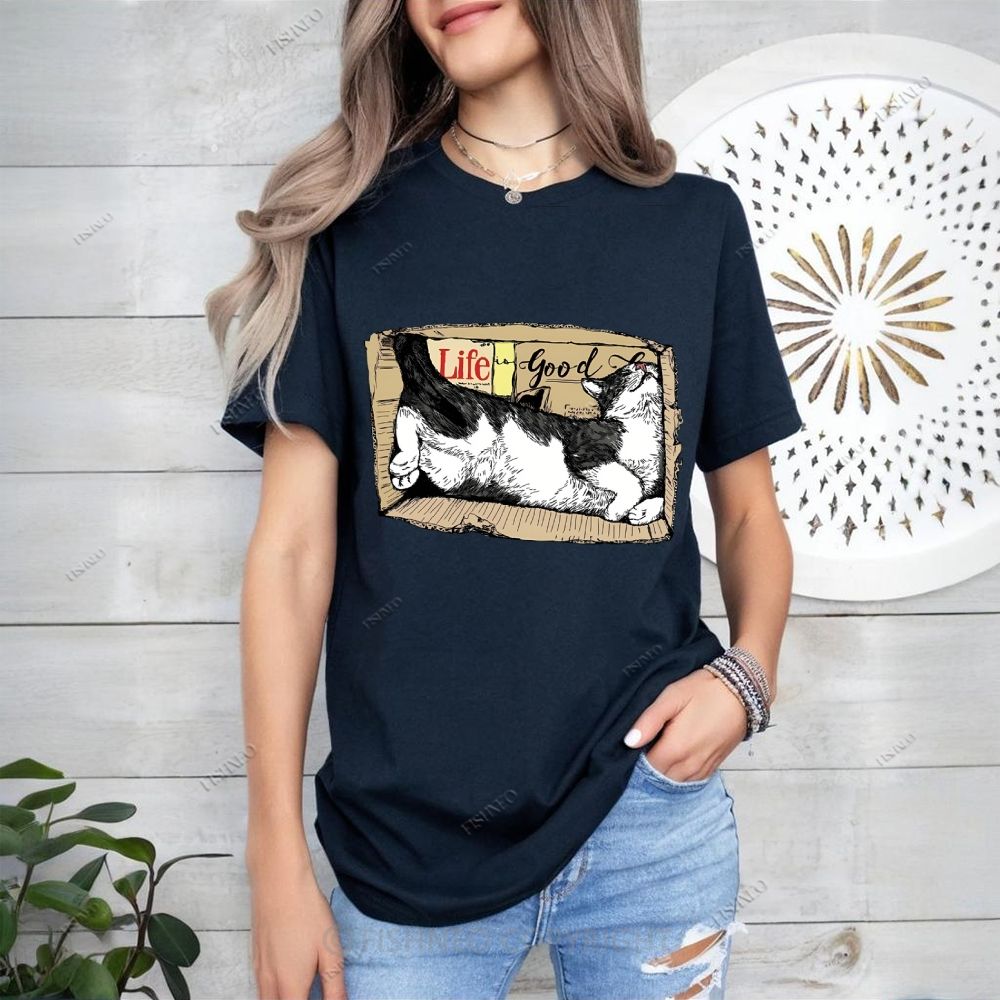 Cat In Box Cotton T-shirt