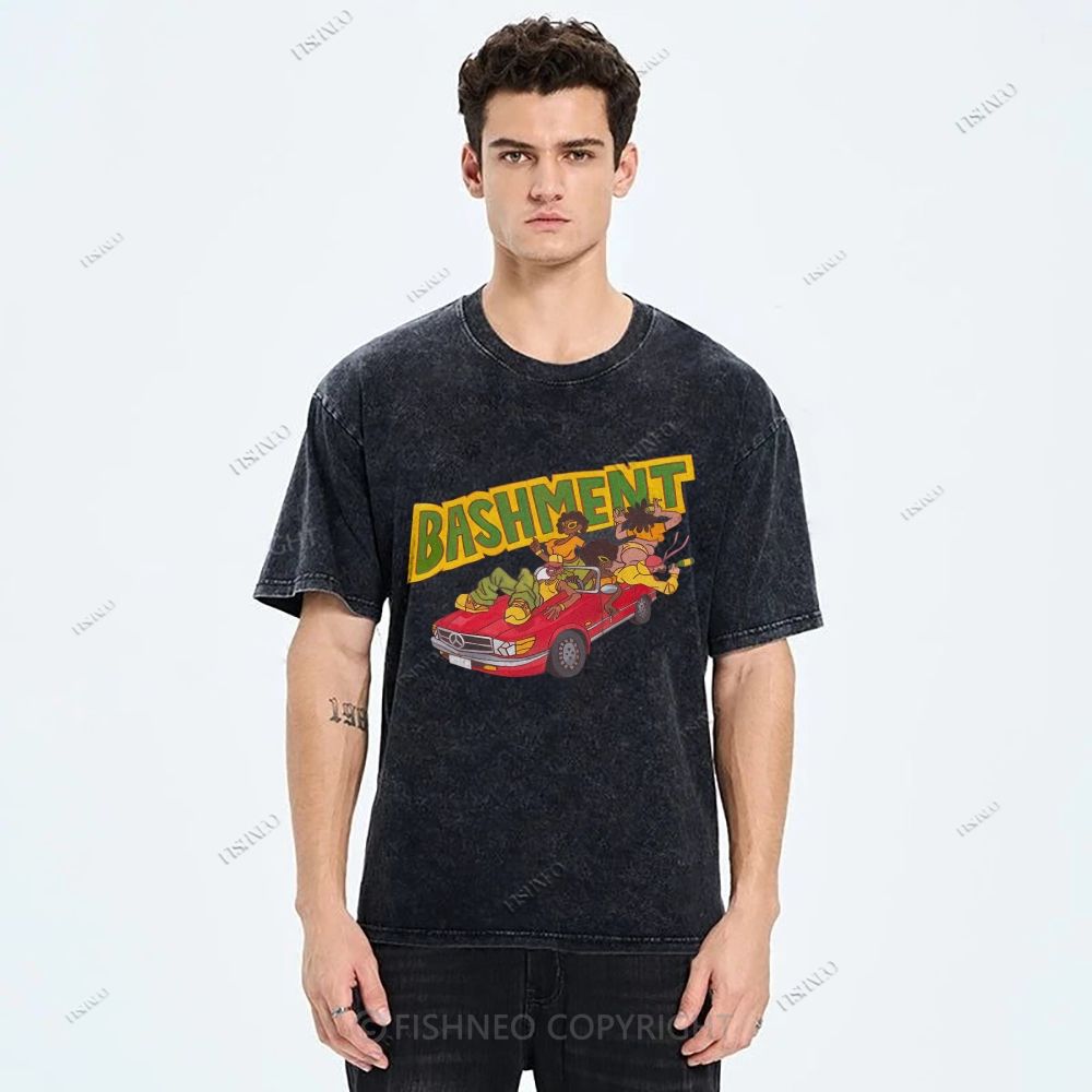 Unisex Graffiti Printed Washed Tee
