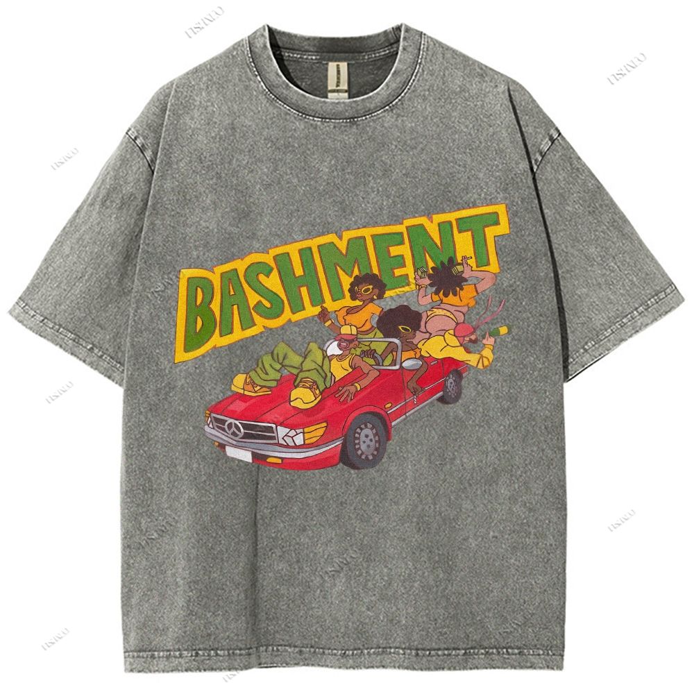 Unisex Graffiti Printed Washed Tee