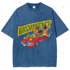 Unisex Graffiti Printed Washed Tee