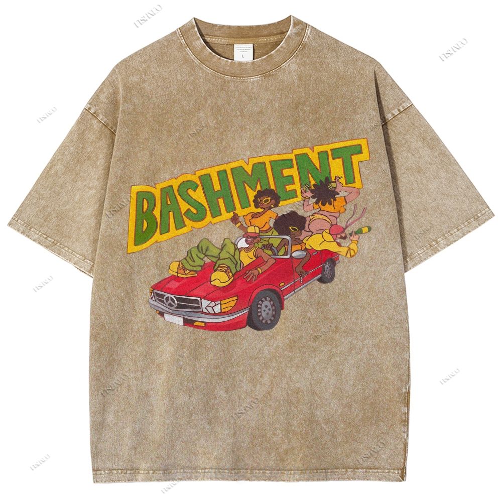 Unisex Graffiti Printed Washed Tee
