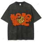 Unisex Japanese Eye Printed Washed Tee