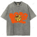 Unisex Japanese Eye Printed Washed Tee