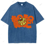 Unisex Japanese Eye Printed Washed Tee