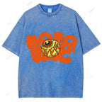 Unisex Japanese Eye Printed Washed Tee