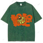 Unisex Japanese Eye Printed Washed Tee