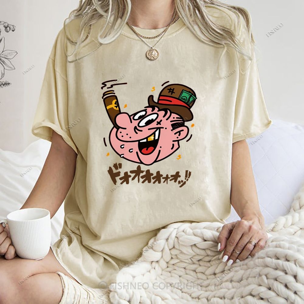 Unisex Japanese Graffiti Printed Washed Tee