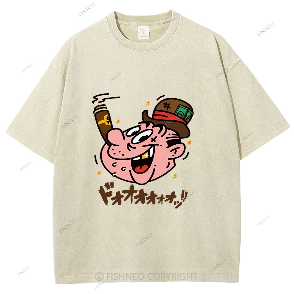 Unisex Japanese Graffiti Printed Washed Tee