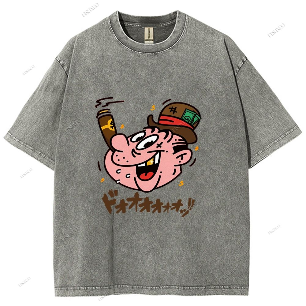 Unisex Japanese Graffiti Printed Washed Tee