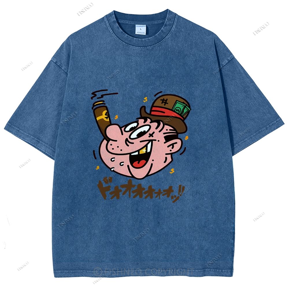 Unisex Japanese Graffiti Printed Washed Tee