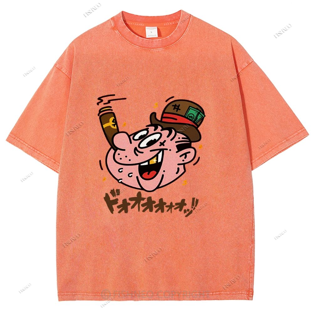 Unisex Japanese Graffiti Printed Washed Tee