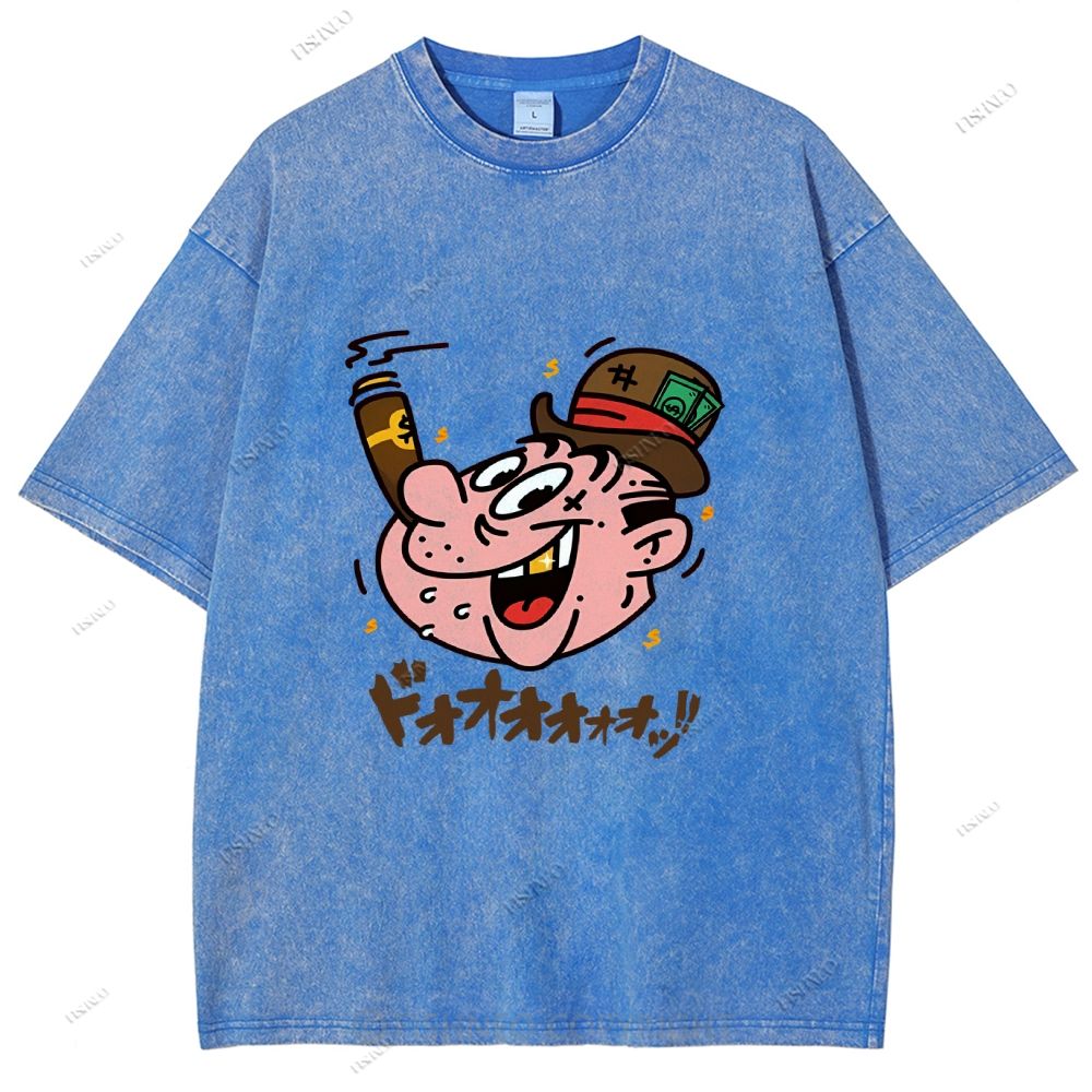 Unisex Japanese Graffiti Printed Washed Tee