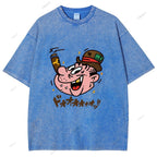 Unisex Japanese Graffiti Printed Washed Tee