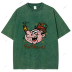 Unisex Japanese Graffiti Printed Washed Tee