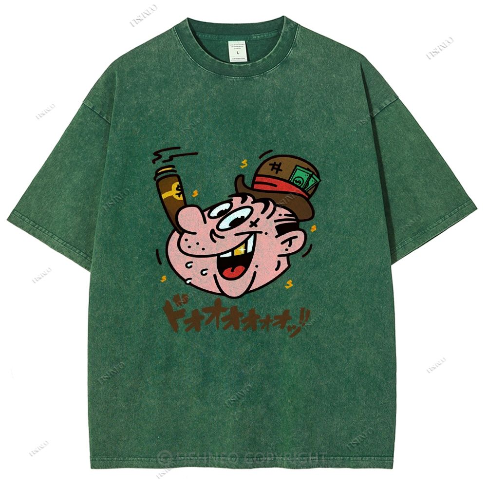 Unisex Japanese Graffiti Printed Washed Tee