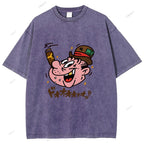 Unisex Japanese Graffiti Printed Washed Tee
