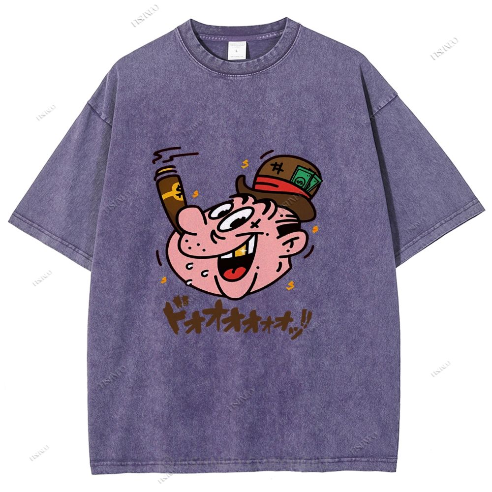 Unisex Japanese Graffiti Printed Washed Tee