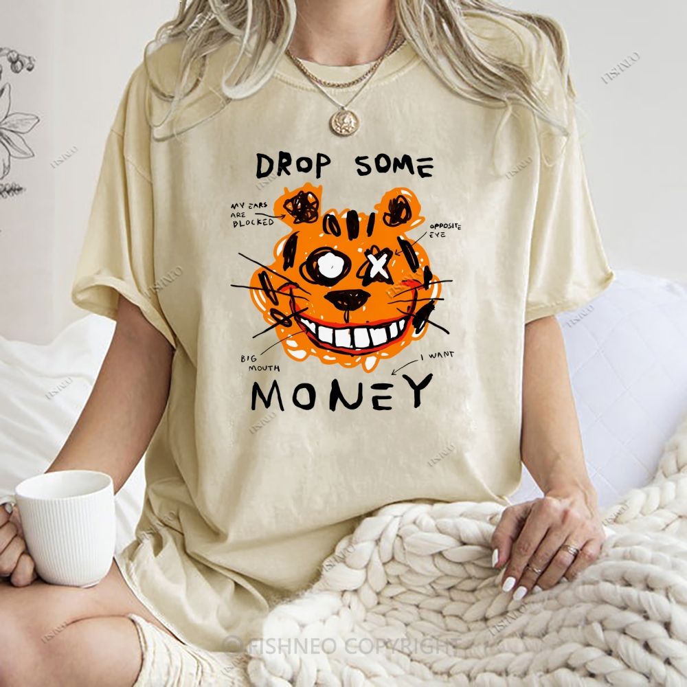 Unisex Tiger Graffiti Printed Washed Tee