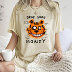Unisex Tiger Graffiti Printed Washed Tee