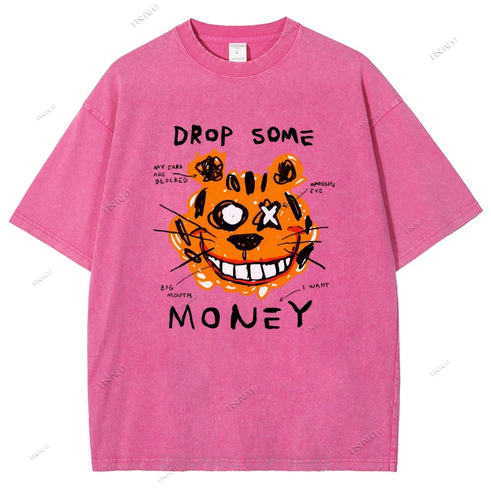 Unisex Tiger Graffiti Printed Washed Tee