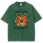 Unisex Tiger Graffiti Printed Washed Tee