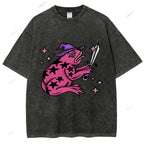 Unisex Frog Printed Washed Tee