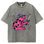 Unisex Frog Printed Washed Tee