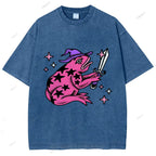 Unisex Frog Printed Washed Tee