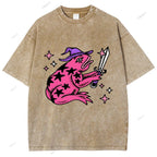 Unisex Frog Printed Washed Tee