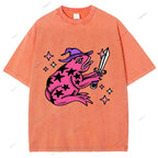 Unisex Frog Printed Washed Tee