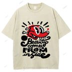 Unisex Graffiti Printed Washed Tee