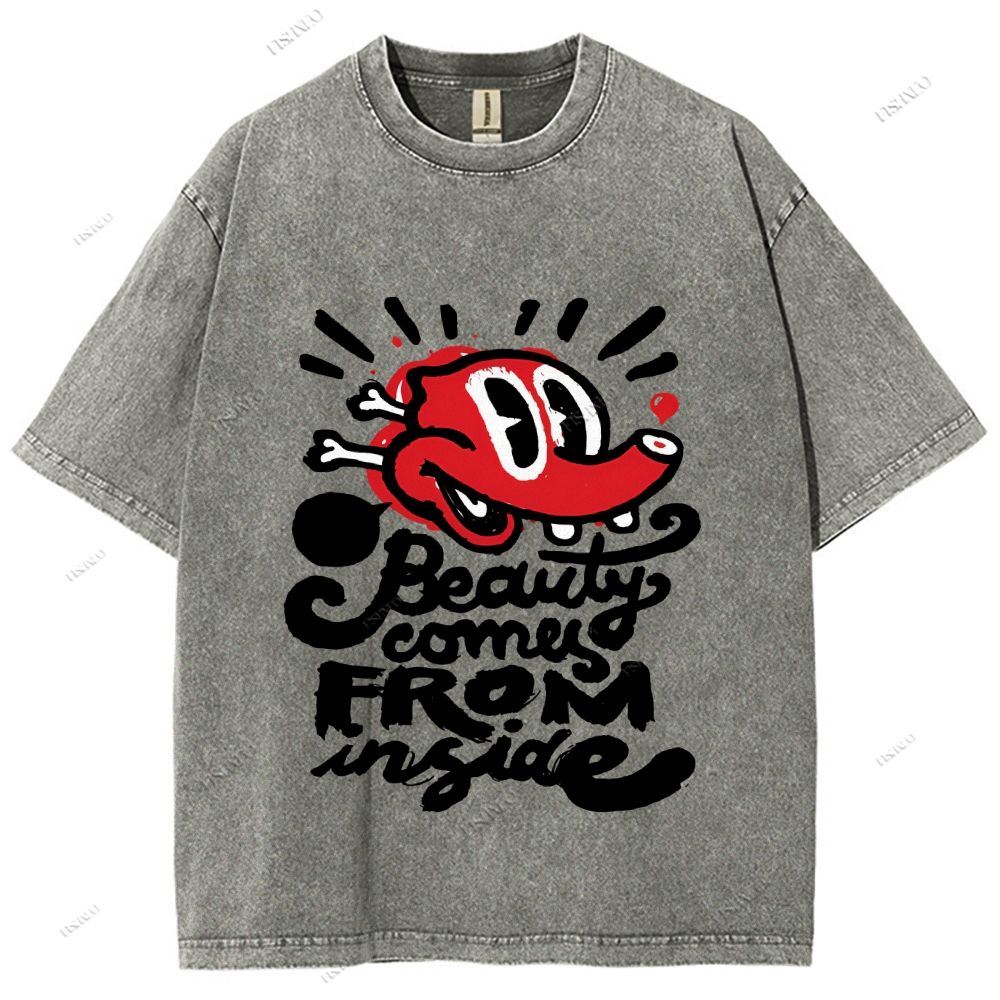 Unisex Graffiti Printed Washed Tee