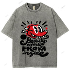 Unisex Graffiti Printed Washed Tee