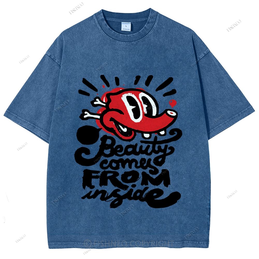 Unisex Graffiti Printed Washed Tee