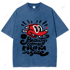 Unisex Graffiti Printed Washed Tee