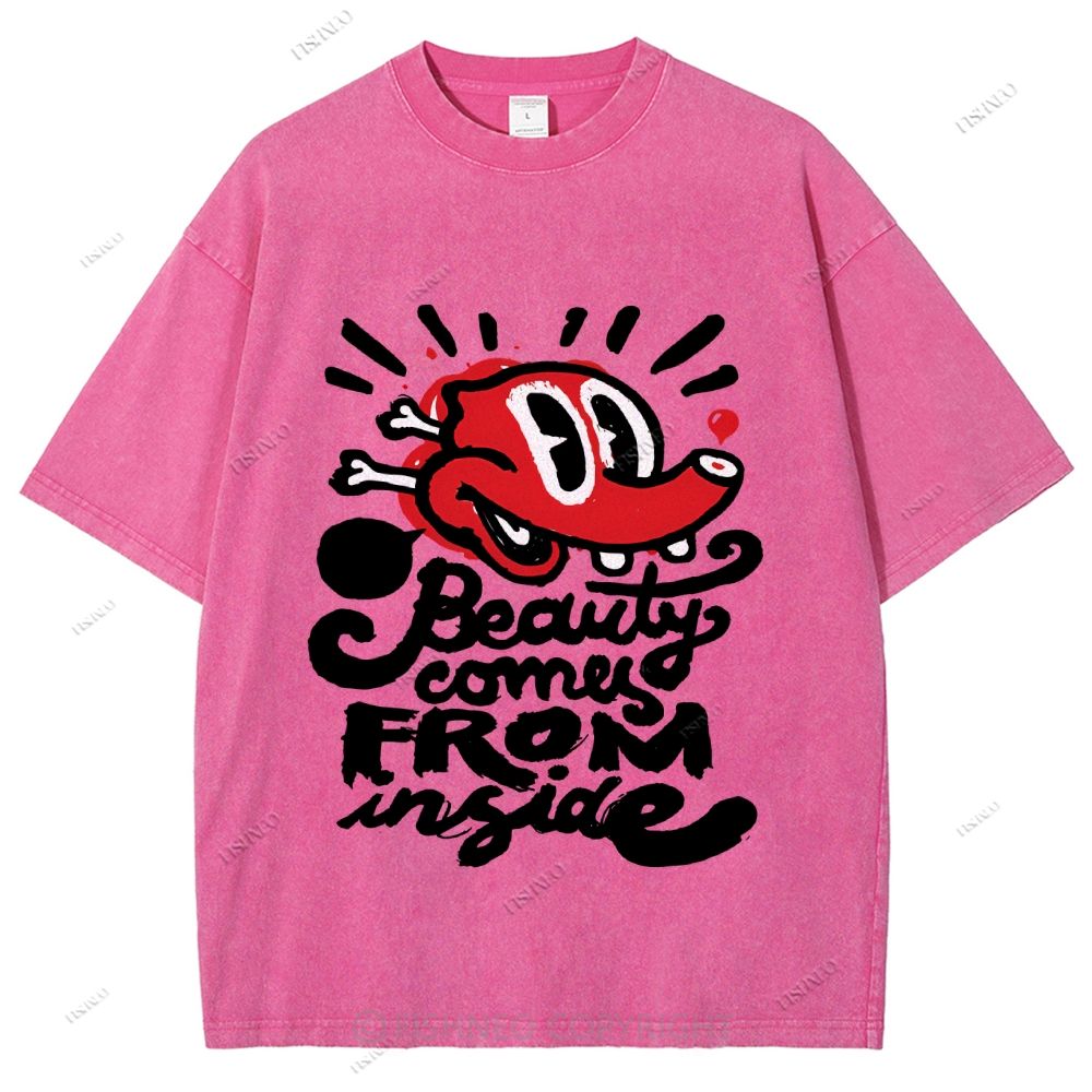 Unisex Graffiti Printed Washed Tee