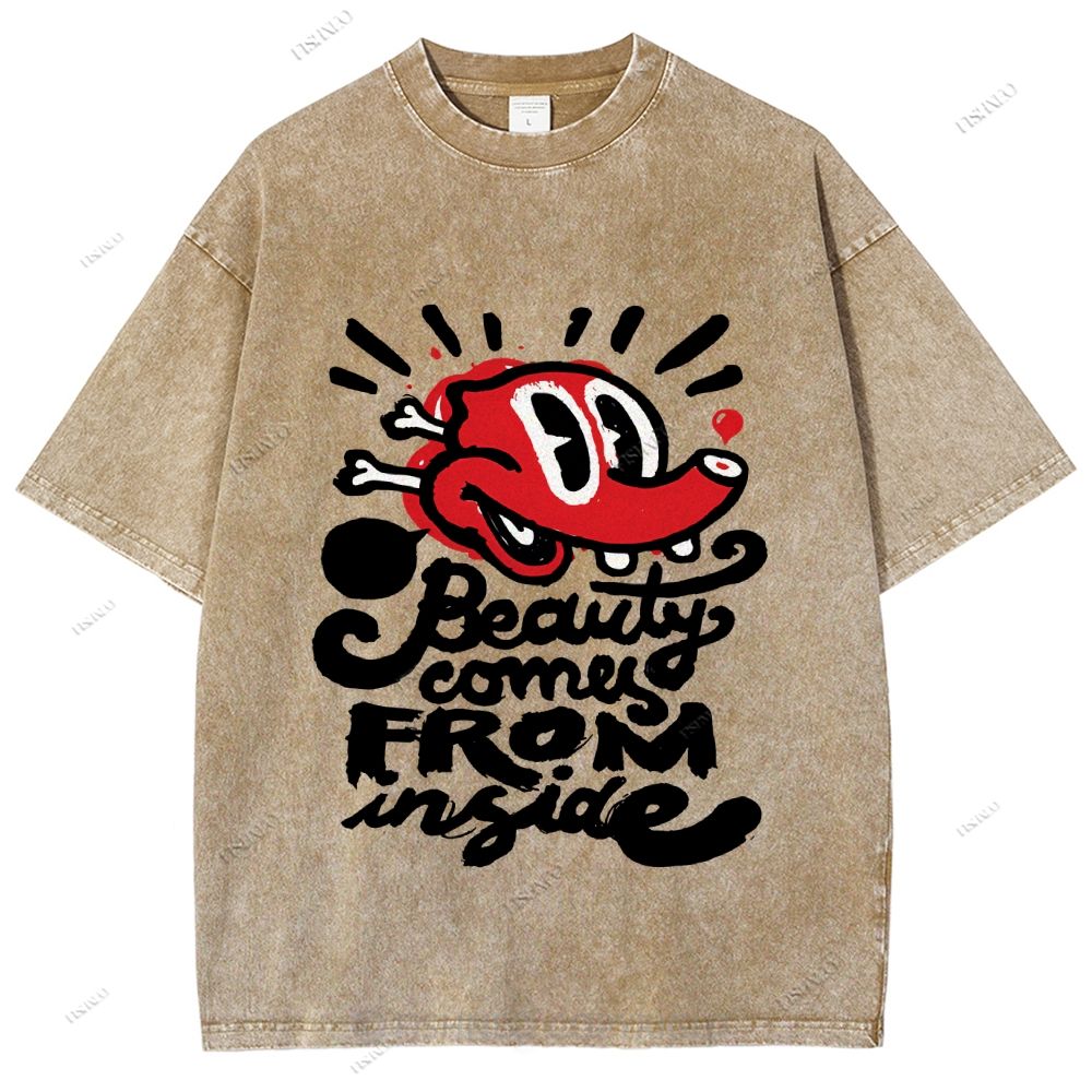 Unisex Graffiti Printed Washed Tee