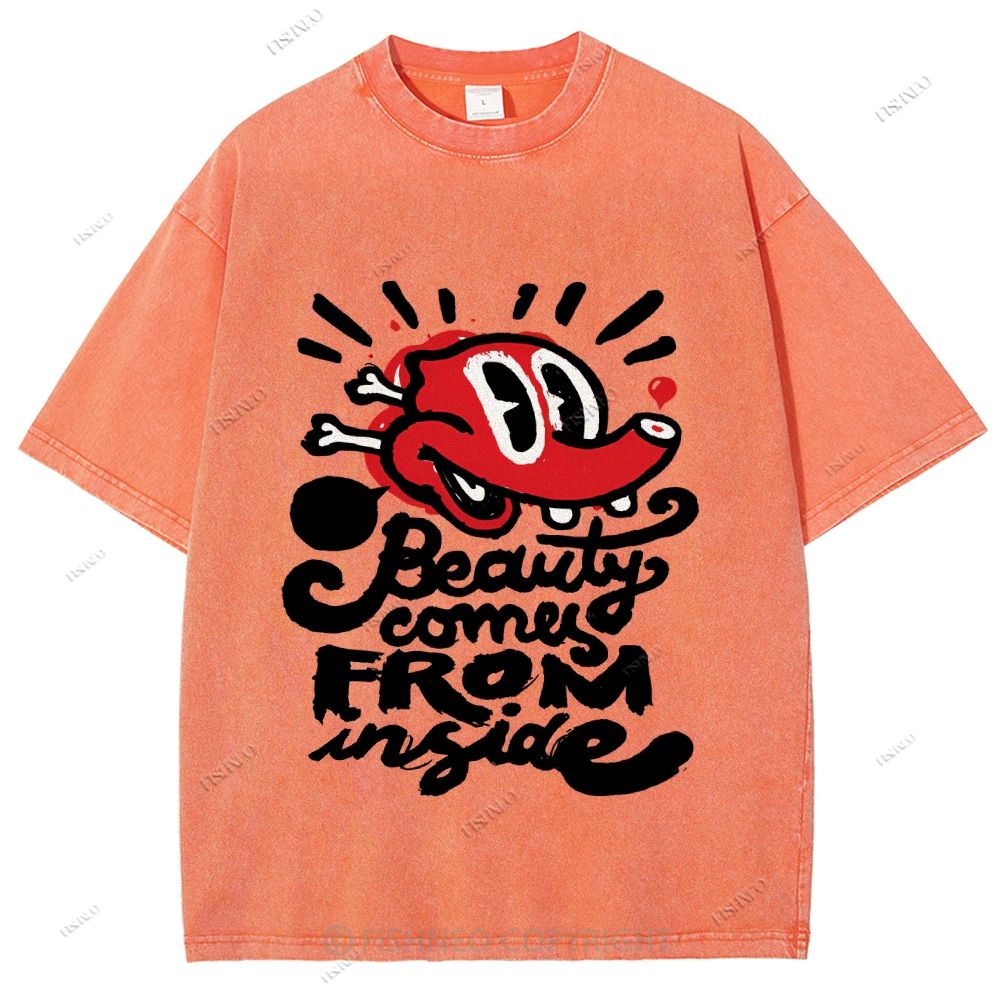 Unisex Graffiti Printed Washed Tee
