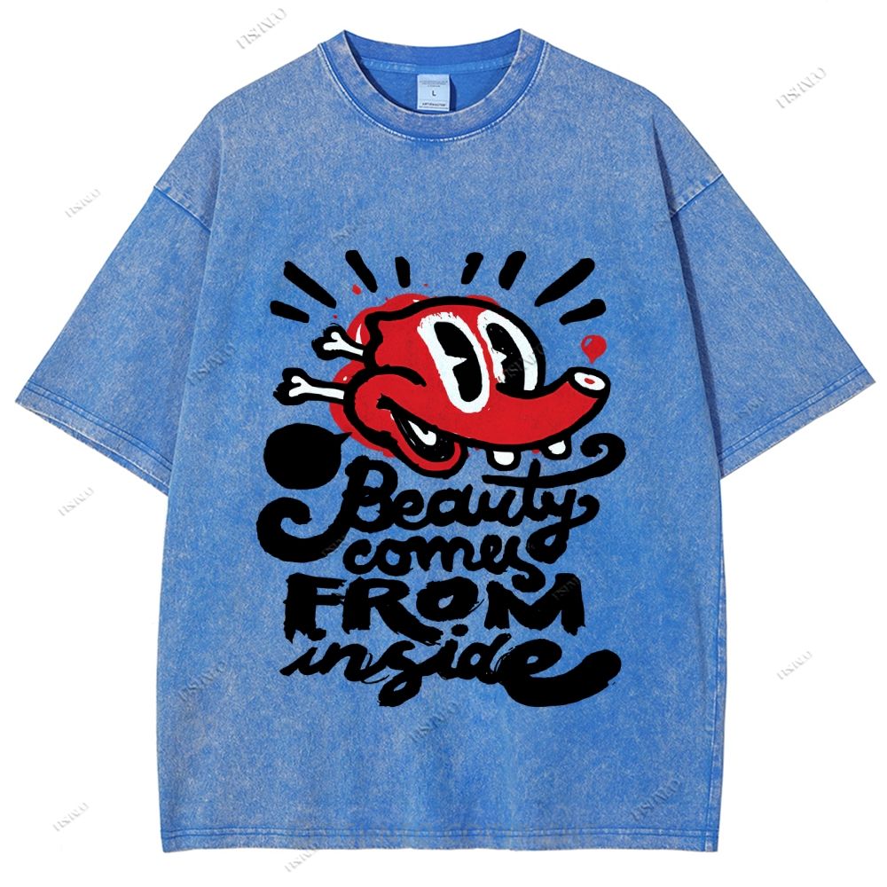 Unisex Graffiti Printed Washed Tee
